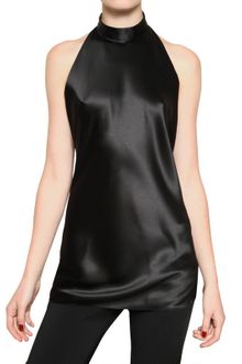 Balmain Halter Neck Silk Satin Top - Lyst