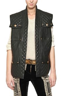 Balmain Quilted Oversize Nappa Leather Jacket - Lyst