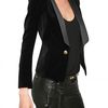 Balmain Silk Satin Lapel Cotton Velvet Jacket in Black - Lyst