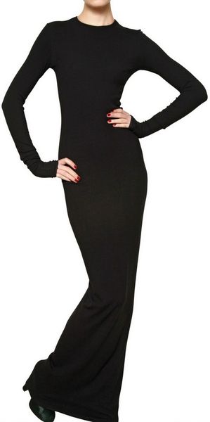 Balmain Viscose Jersey Long Dress in Black - Lyst