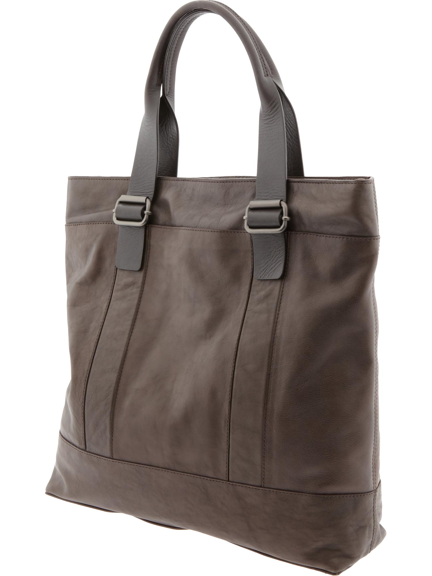 Banana Republic Jacob Leather Work Bag in Gray (sand) Lyst