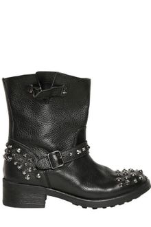 Chiara Ferragni 40mm Studded Leather Biker Boots - Lyst