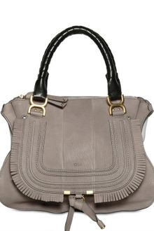 Chloé Grained Leather Marcie With Fringing - Lyst