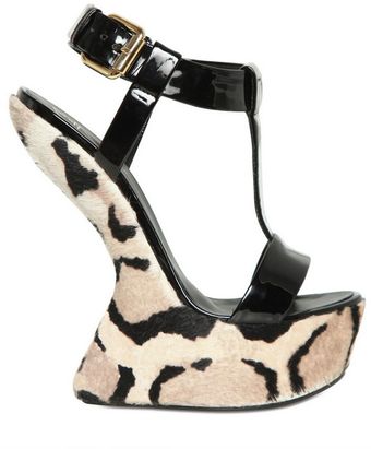 Giuseppe Zanotti 150mm Patent Pony Skin Sculpted Wedges - Lyst