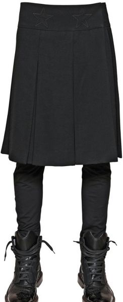 Givenchy Star Appliqué Wool Toile Pleated Skirt - Lyst