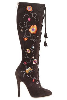 Jimmy Choo 120mm Colorado Suede Embroidered Boots - Lyst