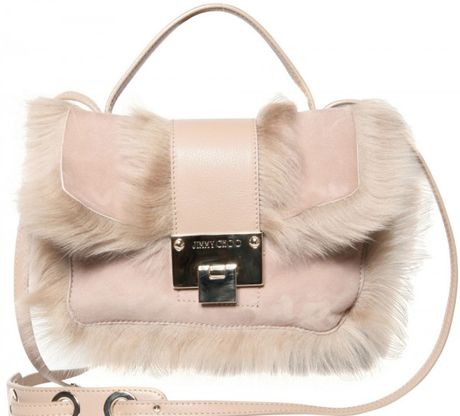 Jimmy Choo Rebbel Shearling Shoulder Bag in Beige (camel) - Lyst