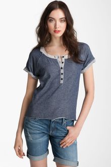 Kensie Raw Edge Henley Top - Lyst