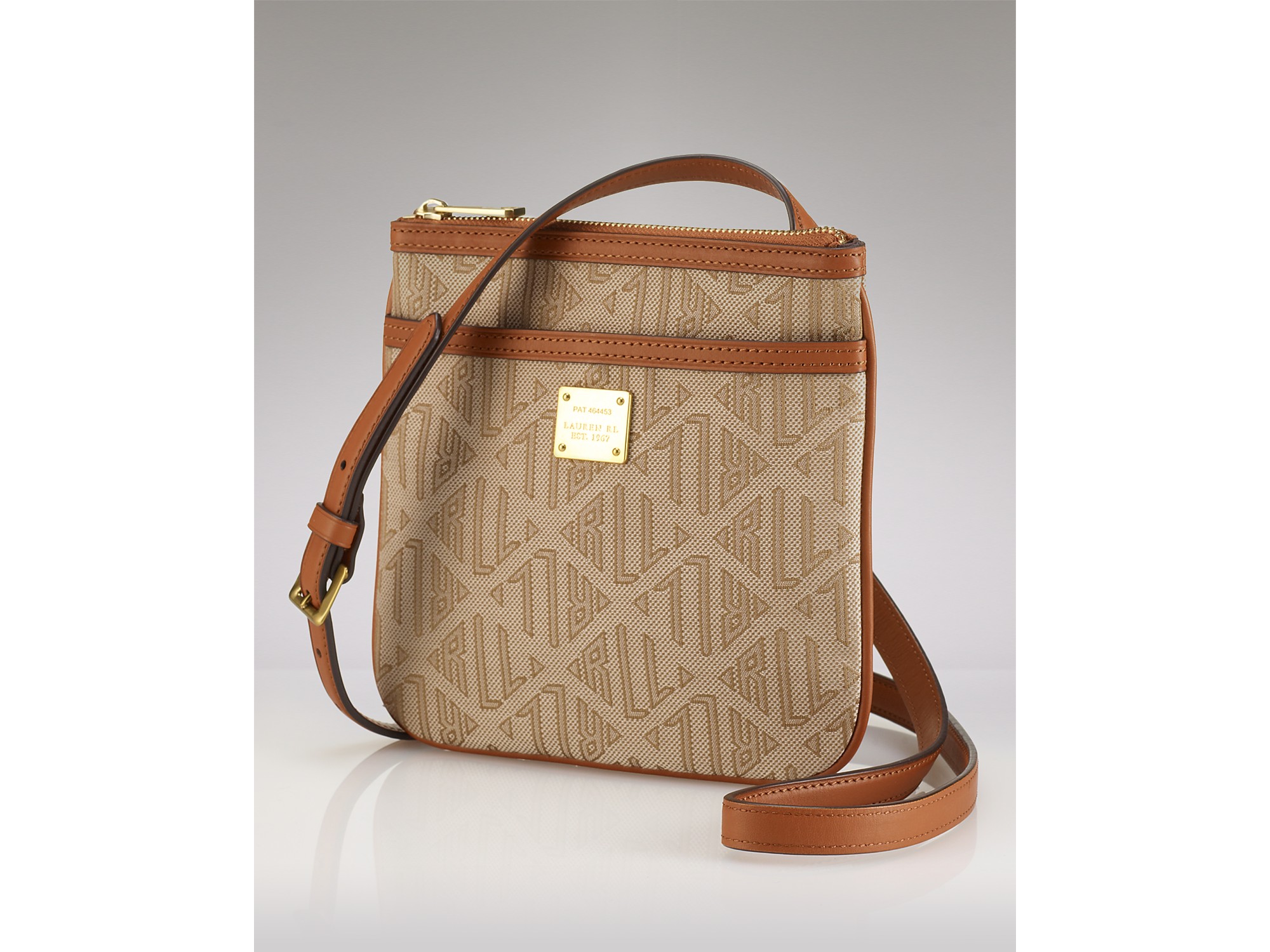 Lauren By Ralph Lauren Lauren Signature Skinny Crossbody Bag in Khaki