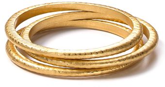 Ralph Lauren Hammered Bangles Set Of 3 - Lyst
