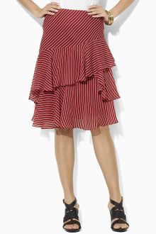 Lauren by Ralph Lauren Silk Tiered Ruffle Skirt - Lyst
