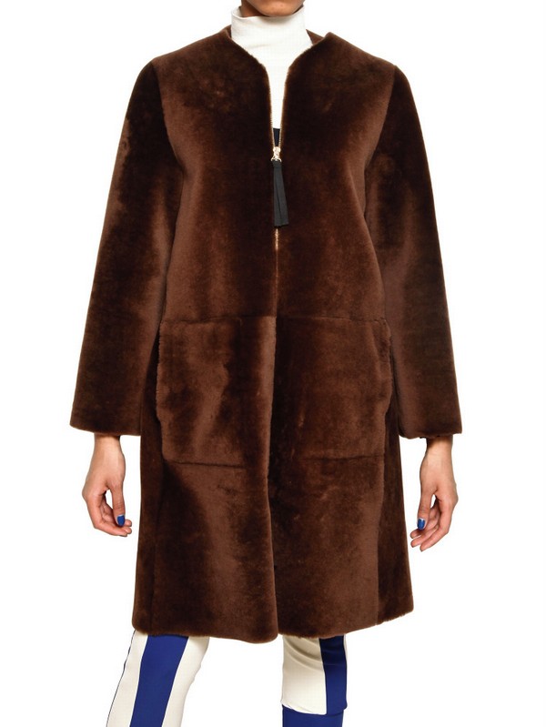 Marni Shave Shearling Fur Coat in Brown Lyst