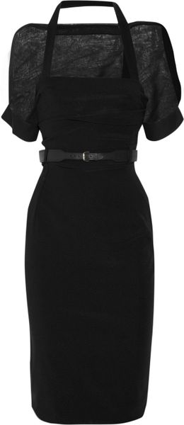 Preen Bo Chiffon and Stretchcrepe Dress in Black - Lyst