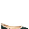 Valentino 10mm Rock Stud Patent Pointy Ballerinas in Green - Lyst