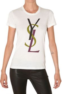 Yves Saint Laurent Logo Printed Cotton Jersey Tshirt - Lyst