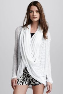Alice + Olivia Pointelle Drapedwrap Sweater - Lyst
