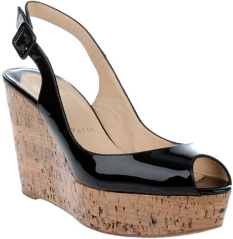 Christian Louboutin Cork Wedges in Black - Lyst