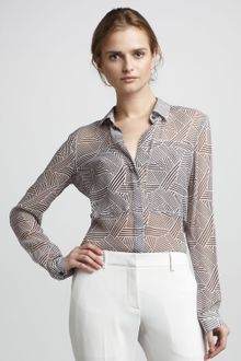 Theory Printed Sheer Blouse - Lyst