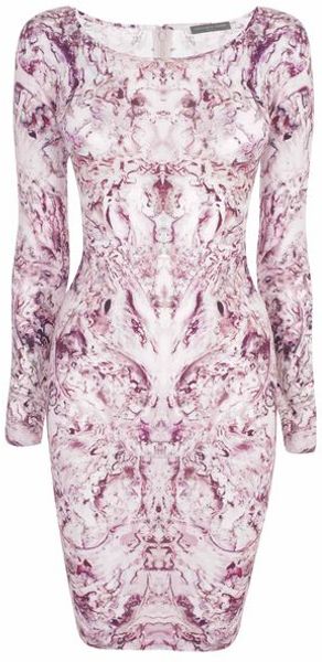 Alexander McQueen Mother Of Pearl Print Jersey Dress - Lyst