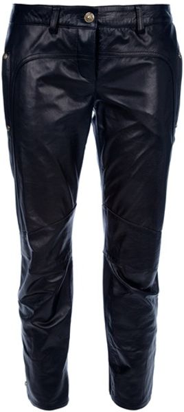 Balmain Leather Capri Trousers in Black - Lyst