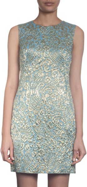 Dolce & Gabbana Brocade Shift Dress in Blue - Lyst