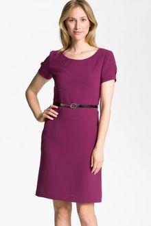 Tahari By Arthur S. Levine Short Sleeve Belted Crepe Dress - Lyst