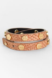 Tory Burch Embossed Leather Wrap Bracelet - Lyst