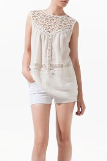 Zara Blouse with Lace Bib Front - Lyst