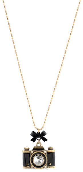 Betsey Johnson Gold Tone Camera Pendant in Gold - Lyst