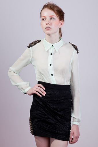 Charlotte Rouge Black Skirt with Lace - Lyst