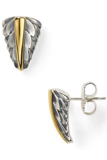 Elizabeth And James Sterling Silver Feather Button Earrings - Lyst