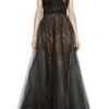 Marchesa Strapless Tulle and Lace Gown in Black - Lyst