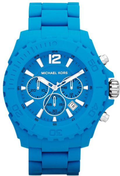 Michael Kors Chronograph Drake Blue Silicone Strap 48mm in Blue - Lyst