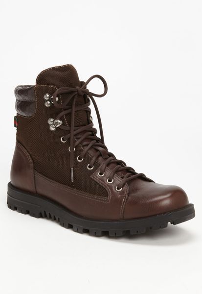 Gucci Meguro Combat Boot in Brown for Men | Lyst