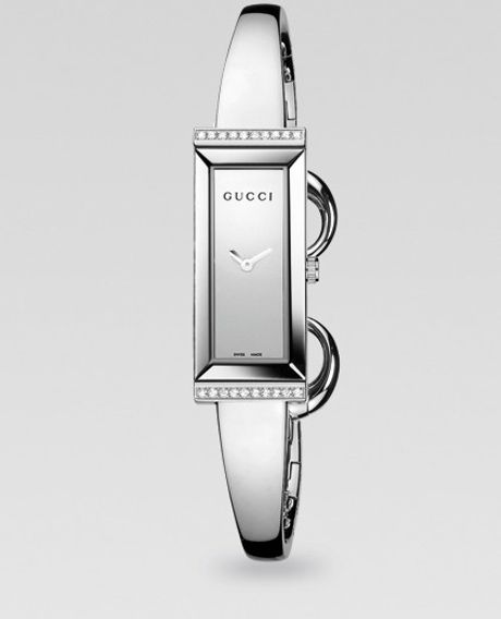 Gucci GFrame Diamond Stainless Steel Rectangular Watch in Silver - Lyst