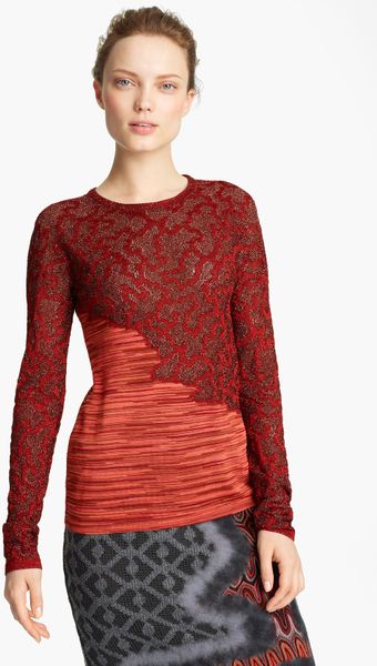 Missoni Marble Stitch Space Dye Sweater in Red (maroon) - Lyst
