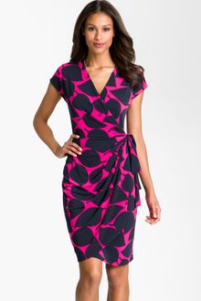 Maggy London Leaf Print Jersey Wrap Dress - Lyst