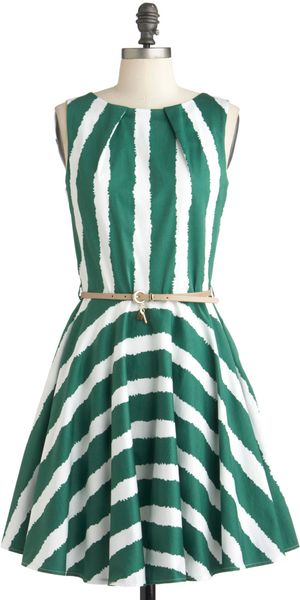 ModCloth Luck Be A Lady Dress in Green Stripe - Lyst
