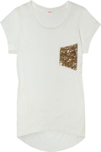 Sass And Bide Sequin Pocket White Tshirt in White - Lyst