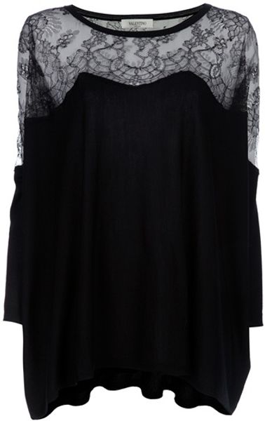 Valentino Lace Detail Top in Black - Lyst