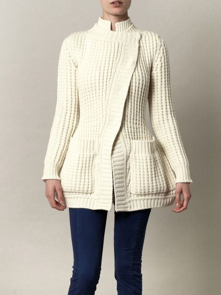 Alexander Mcqueen Chunky Waffleknit Cardigan in Beige (cream) - Lyst