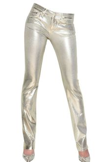 Blumarine Hand Waxed Stretch Cotton Denim Jeans - Lyst