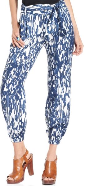 Dkny Straightleg Printed Belted in Blue - Lyst