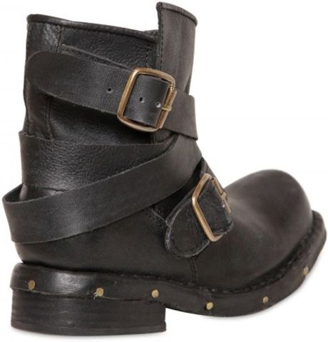 Jeffrey Campbell 40mm Calf Belted Low Biker Boots In Black Lyst