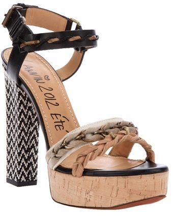 Lanvin Block Heel Sandal - Lyst