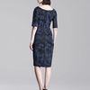 Lela Rose Weathered Print Stretch Dress in Blue (midnight) - Lyst