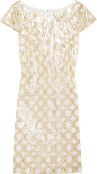 Red Valentino Metallic Circle Shift Dress in Gold - Lyst