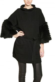 Roberto Cavalli Marmot Fur Wool Silk Knit Dress - Lyst
