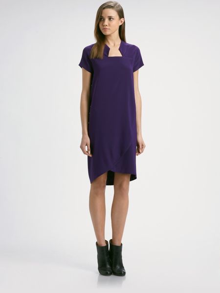 Zero + Maria Cornejo Silk Dress in Purple (black) - Lyst