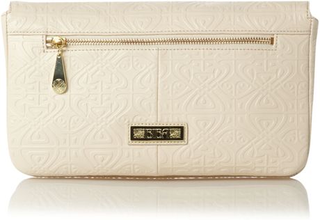 clutch biba bag faith embossed ivory bags